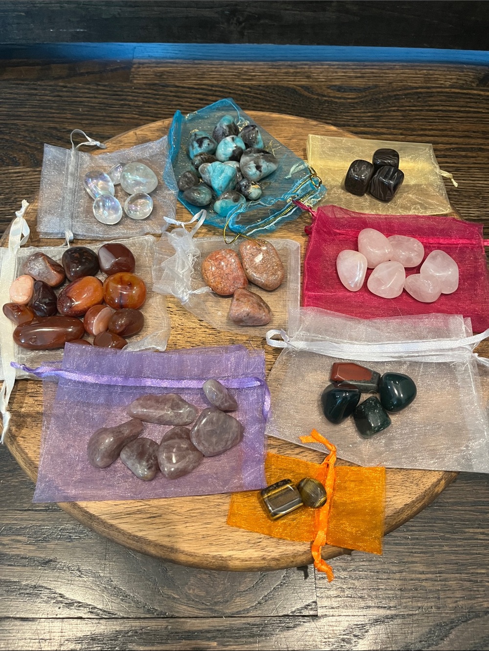 Crystal Tumble lot Carnelian, Sardonyx, Pink Moss Agate, Lavender Rose Quartz